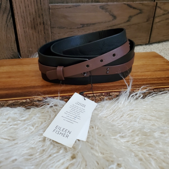 Eileen Fisher Accessories - NWT Eileen Fisher Leather Colorblock Double Belt